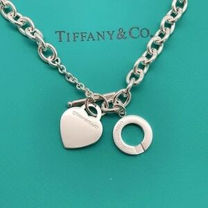 Tiffany & Co. Sterling Silver Heart and Ring Toggle Necklace on Silver Chain